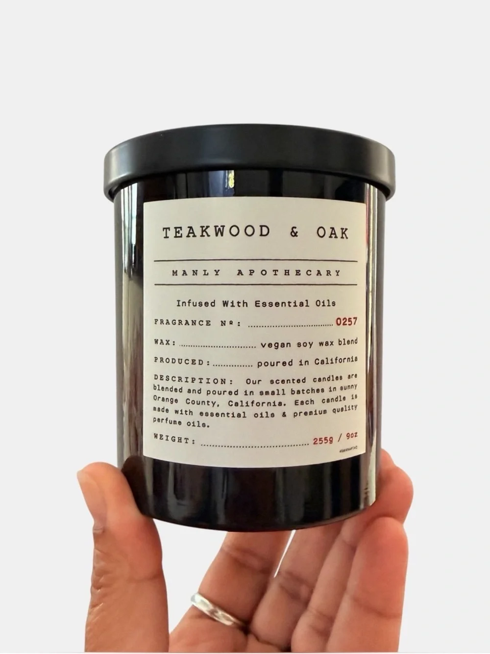 Leoben Company Teakwood & Oak Black Scented Candle - Black Jar Manly Apothecary